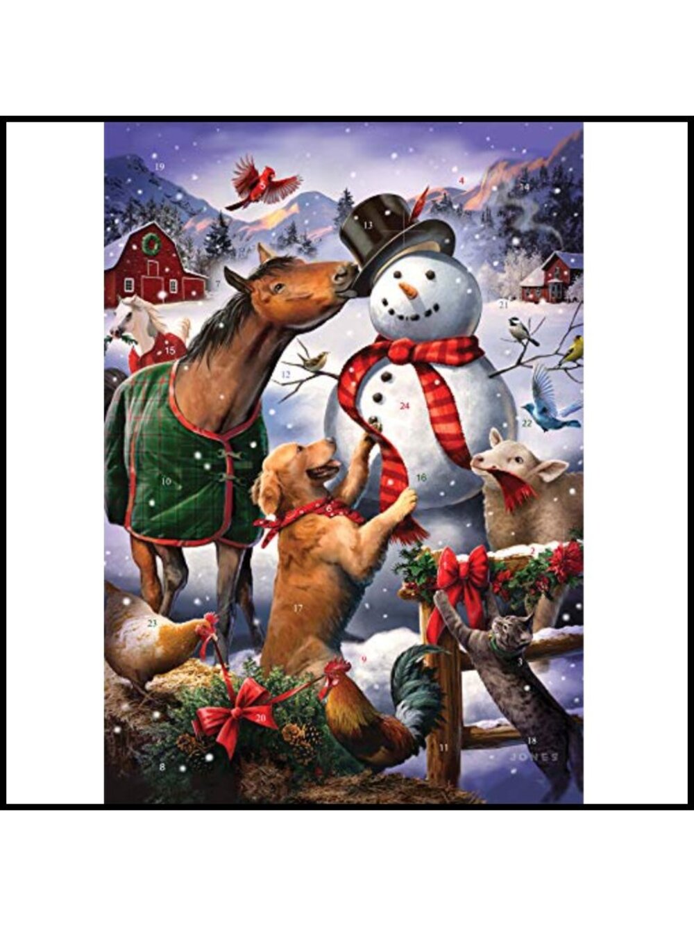 Christmas Advent Calendar Winter Farm Fun Countdown Paper Glitter 11.75x8.25